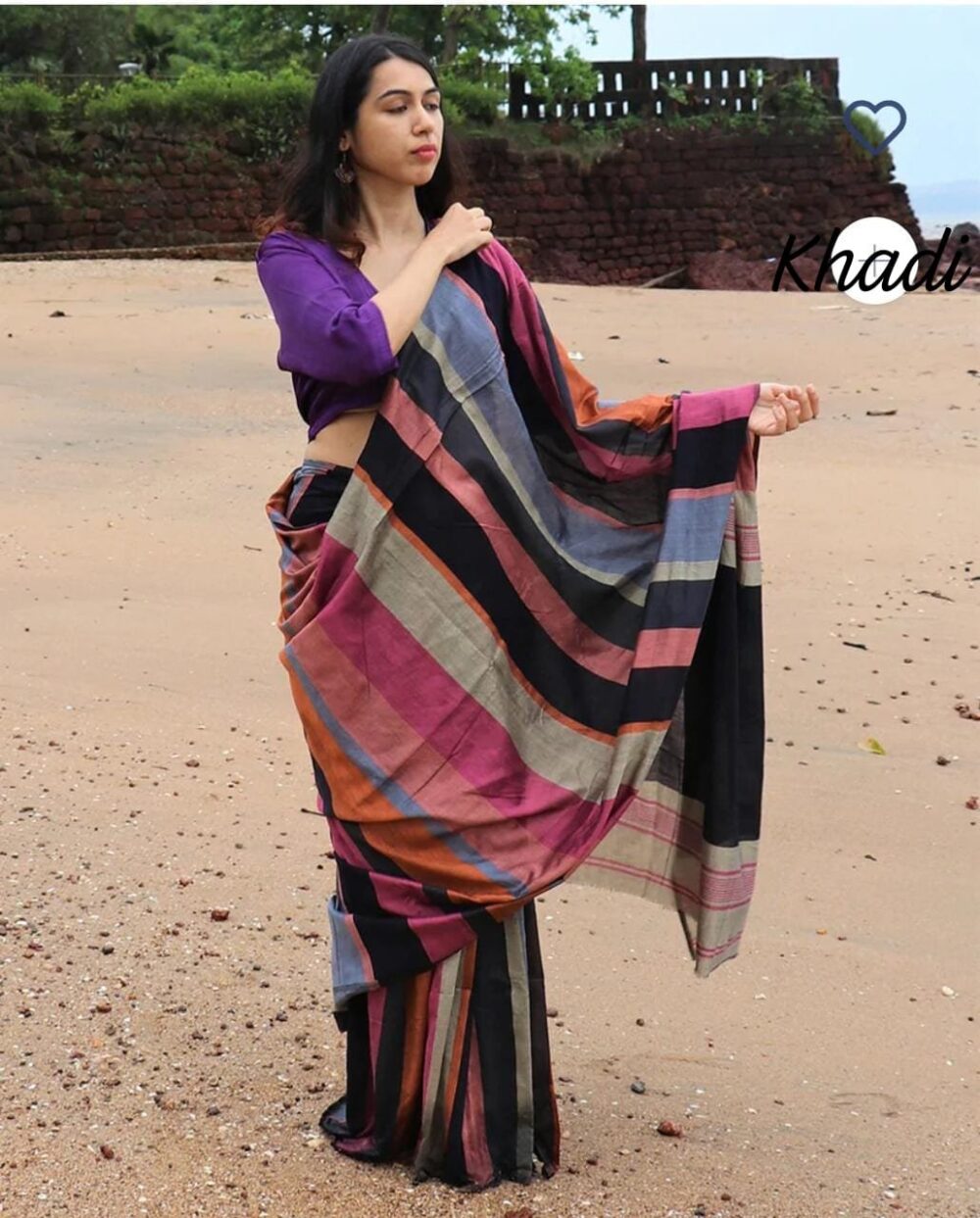 *Best Quality New Khadi cotton Colour Bar saree* - Image 36