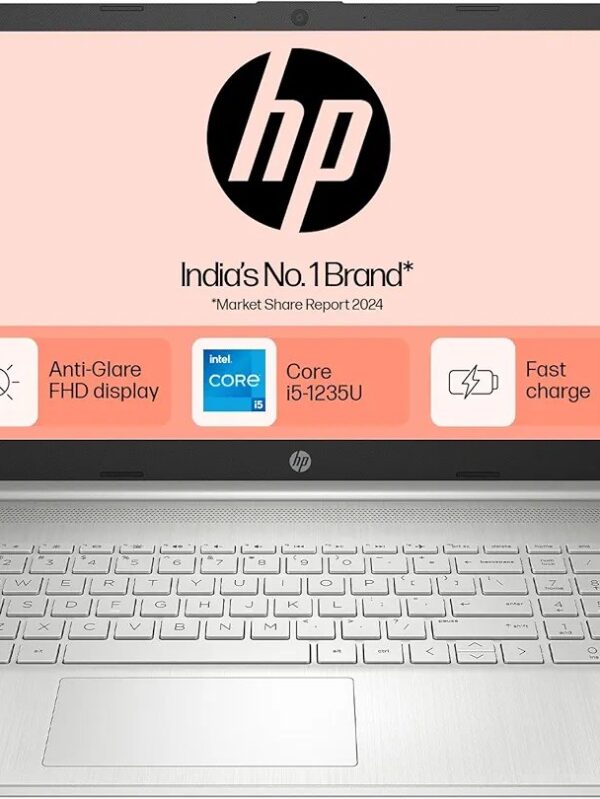 HP 15, 12th Gen Intel Core i5-1235U, 16GB DDR4, 512GB SSD, (Win 11, Office 21, Silver, 1.69kg), Anti-Glare, 15.6-inch(39.6cm) FHD Laptop, Intel Iris Xe Graphics, HD Camera, Backlit Keyboard, fy5009tu