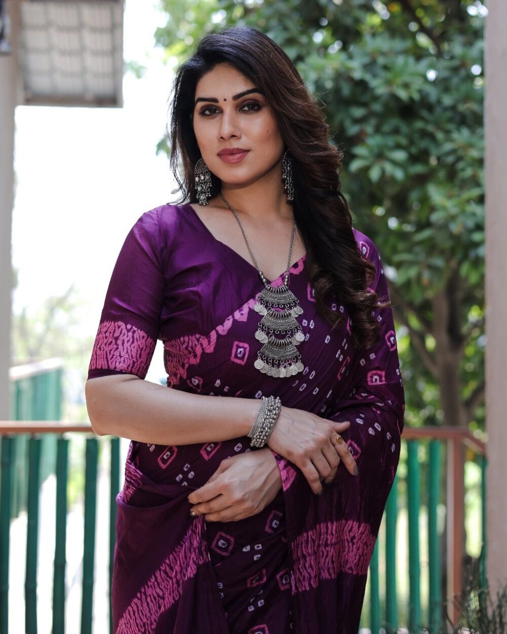 New premium and high quality , comfortable Bandhej silk drapes that is super stylish and pretty 🤷🏻♀🥰* - Image 2