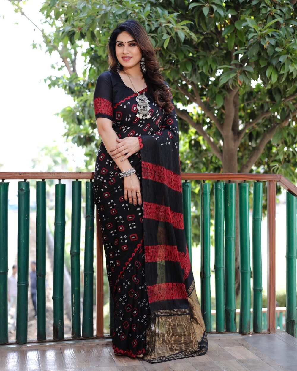 New premium and high quality , comfortable Bandhej silk drapes that is super stylish and pretty 🤷🏻♀🥰* - Image 6