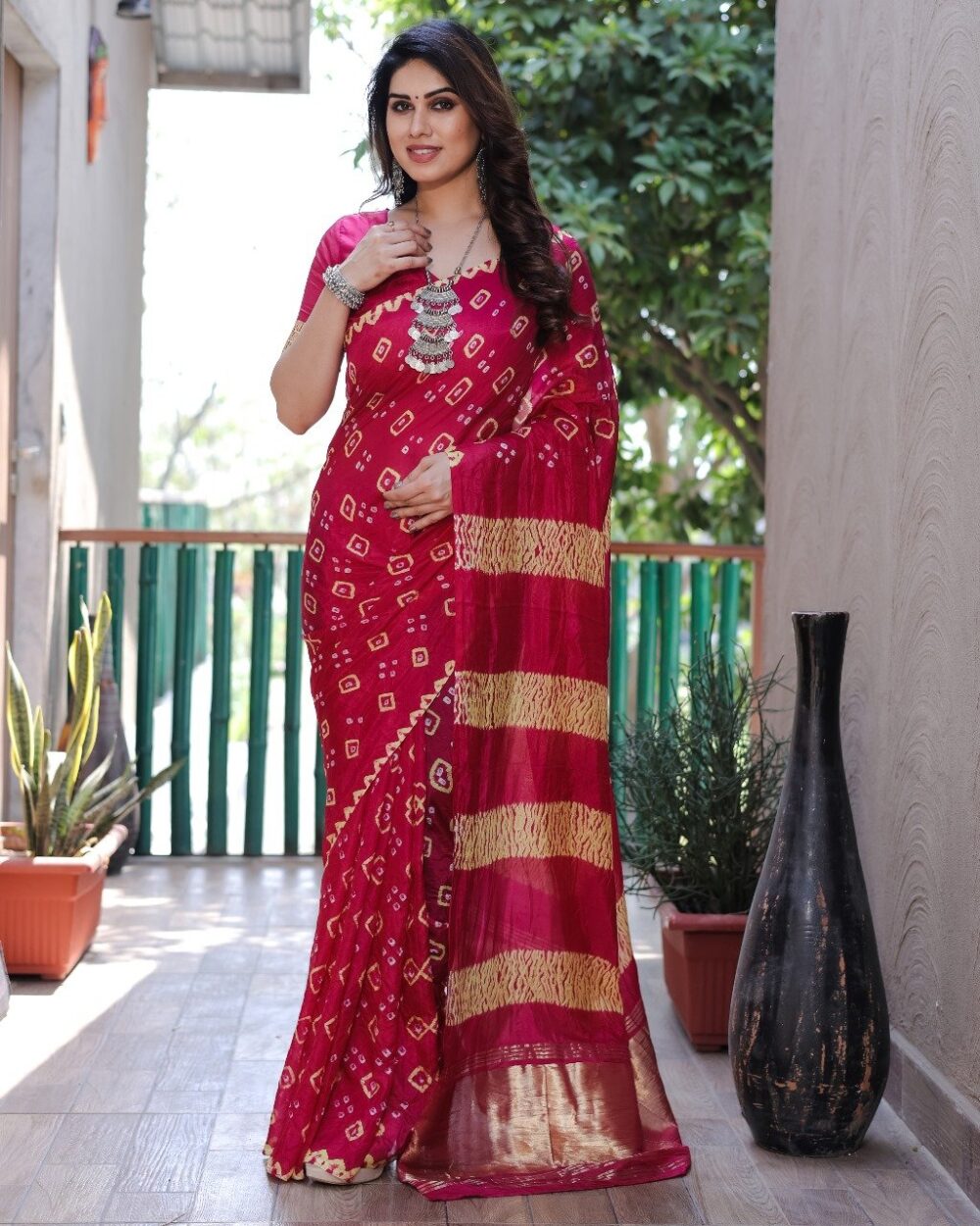 New premium and high quality , comfortable Bandhej silk drapes that is super stylish and pretty 🤷🏻♀🥰* - Image 9