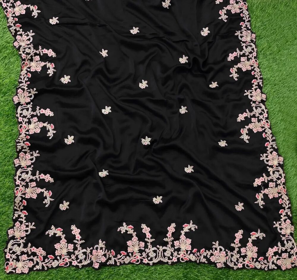 Drape yourself in elegance with this stunning Women's Rangoli Silk Embroidery Saree with Unstitch Blouse Piece. - Image 17